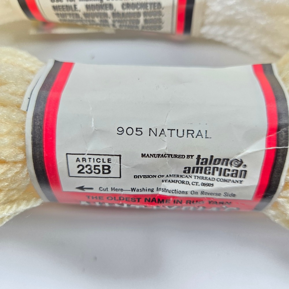 Vintage Aunt Lydia's Heavy Rug Yarn Lot 5 Skeins Red Green White Natural - Picture 2 of 12